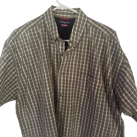 Timber Creek by Wrangler green and white check short sleeve shirt size XL - Picture 6 of 6